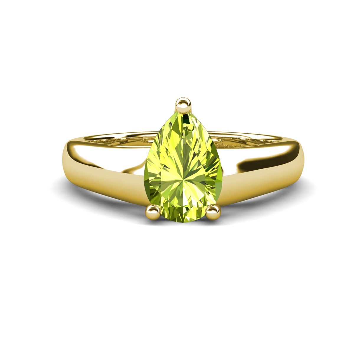 Nivora 0.95 ct Pear Shape Natural Peridot Women Solitaire Engagement Ring 