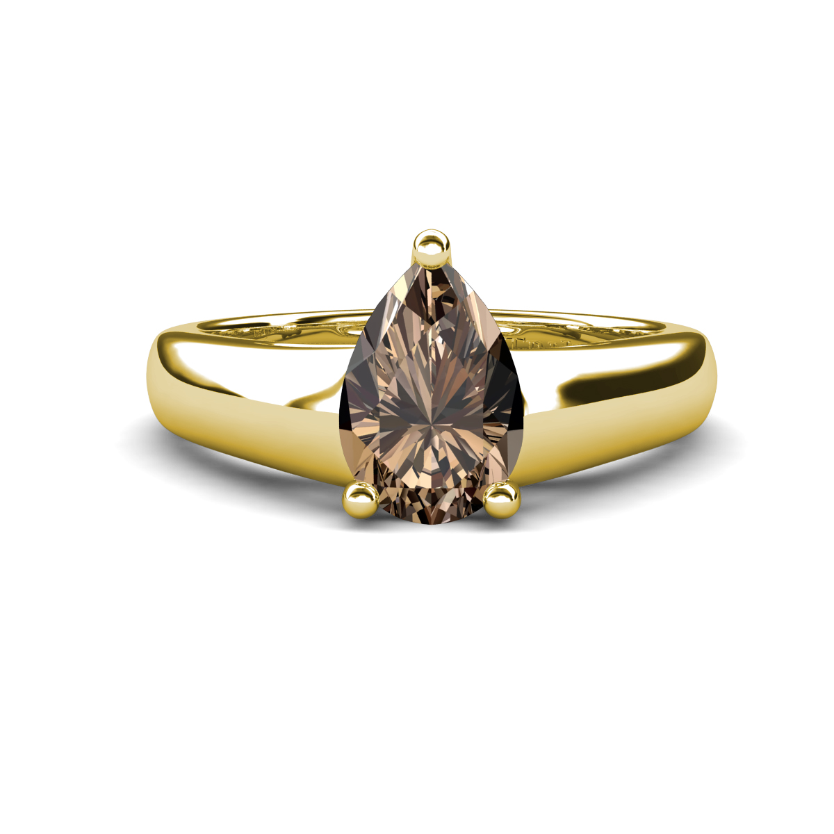 Nivora 0.75 ct Pear Shape Smoky Quartz Women Solitaire Engagement Ring 