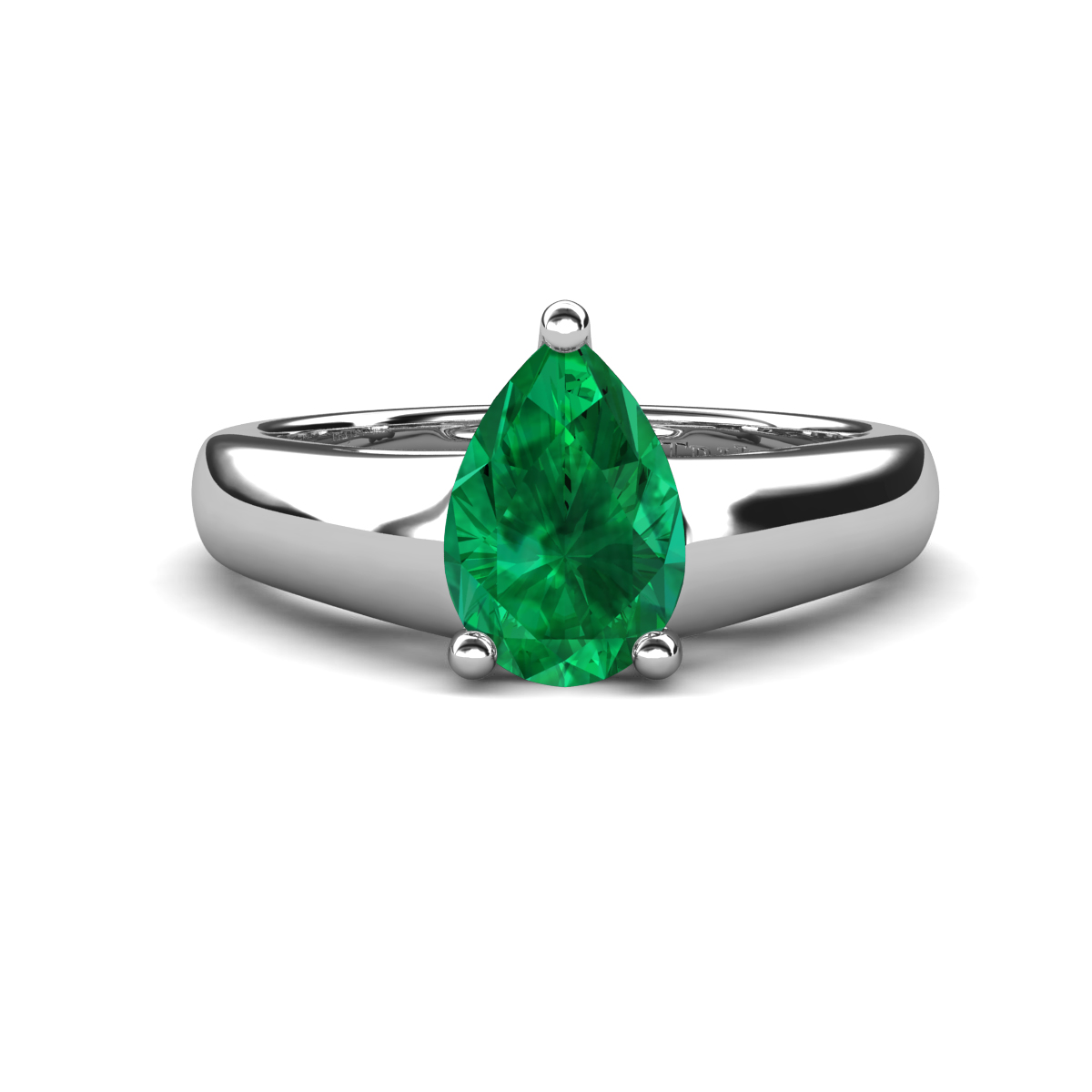 Nivora 1.00 ct Pear Shape Natural Emerald Women Solitaire Engagement Ring 