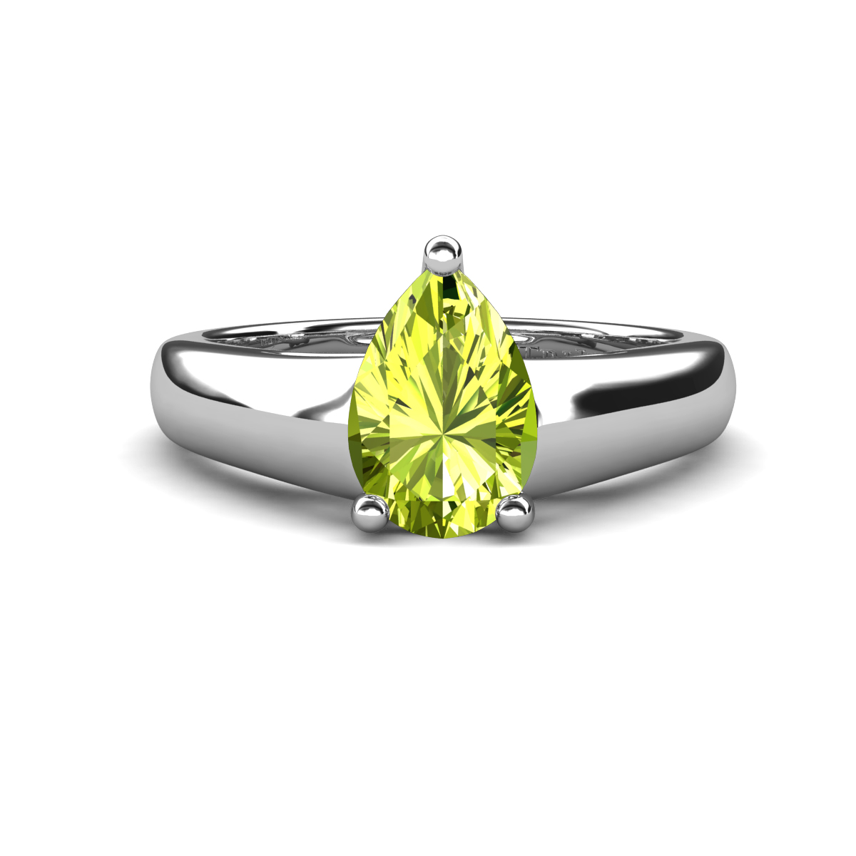 Nivora 0.95 ct Pear Shape Natural Peridot Women Solitaire Engagement Ring 