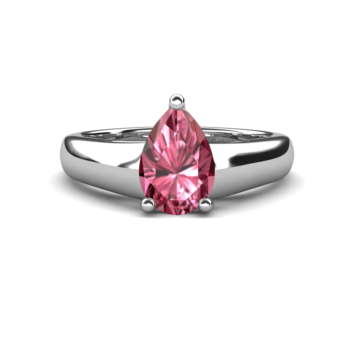 Nivora 0.80 ct Pear Shape Pink Tourmaline Women Solitaire Engagement Ring 