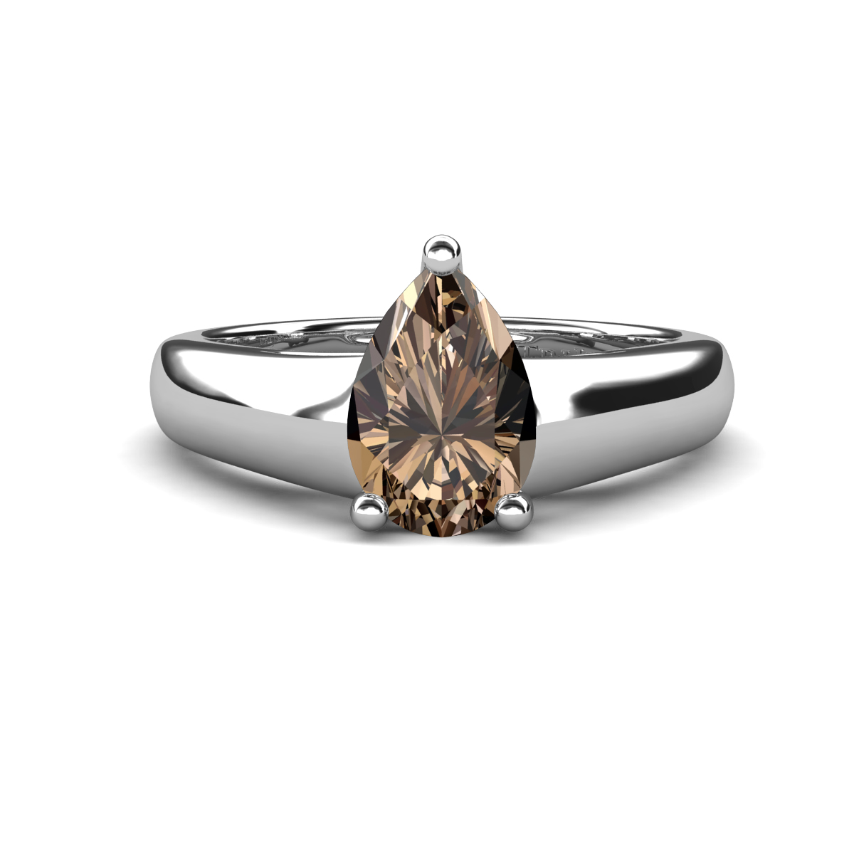 Nivora 0.75 ct Pear Shape Smoky Quartz Women Solitaire Engagement Ring 