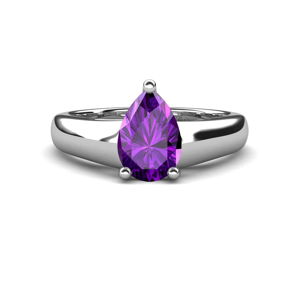 Nivora 0.95 ct Pear Shape Amethyst Women Solitaire Engagement Ring 