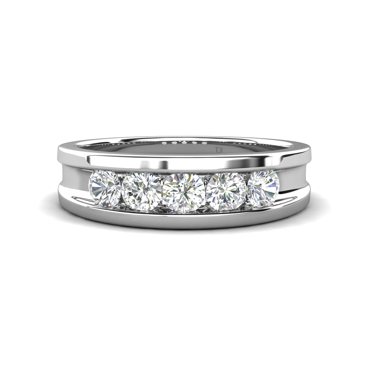 Aaron 0.45 ctw Natural Diamond & Moissanite 5 Stone Unisex Wedding Band 