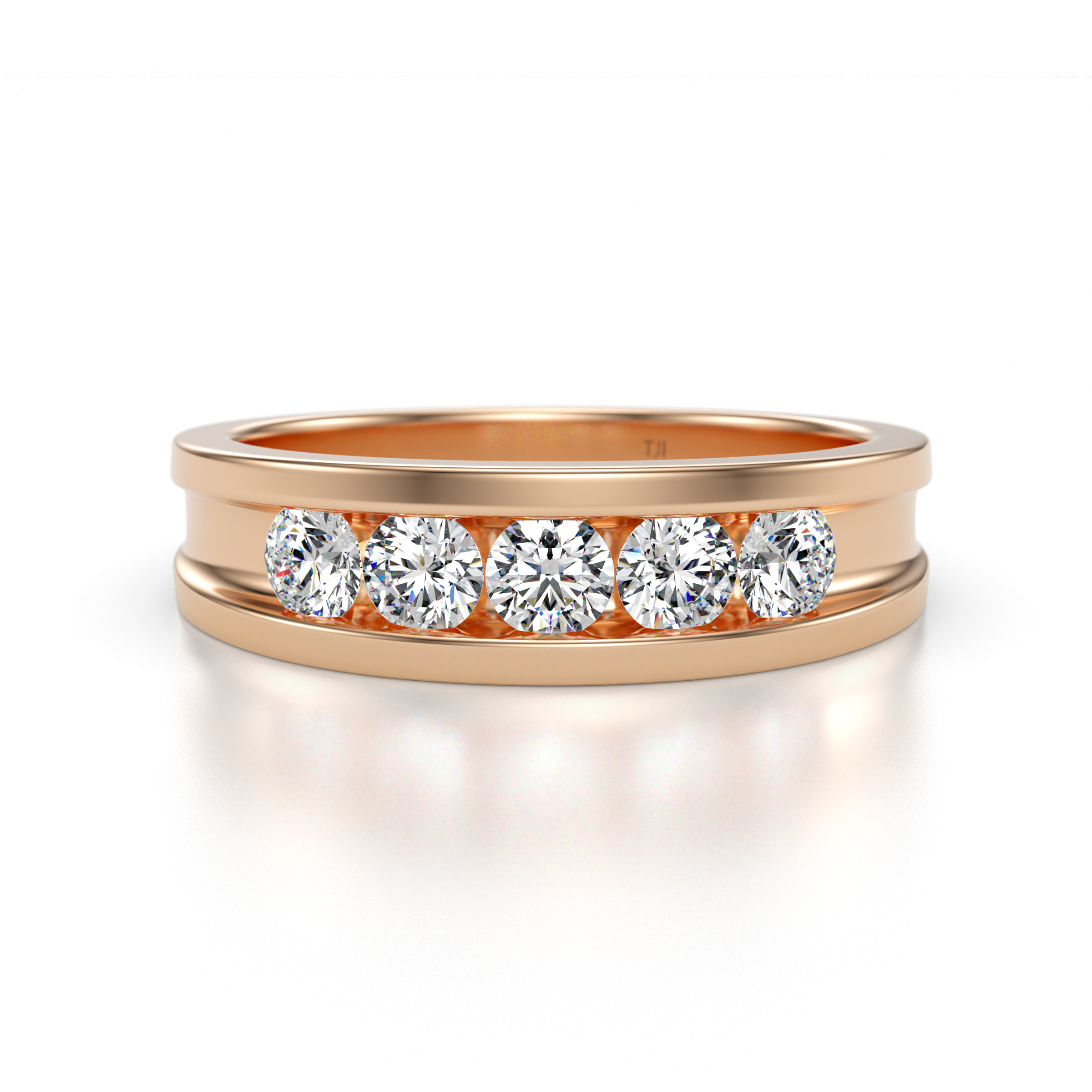 Aaron 0.55 ctw Natural Diamond 5 Stone Unisex Wedding Band (5 mm) 