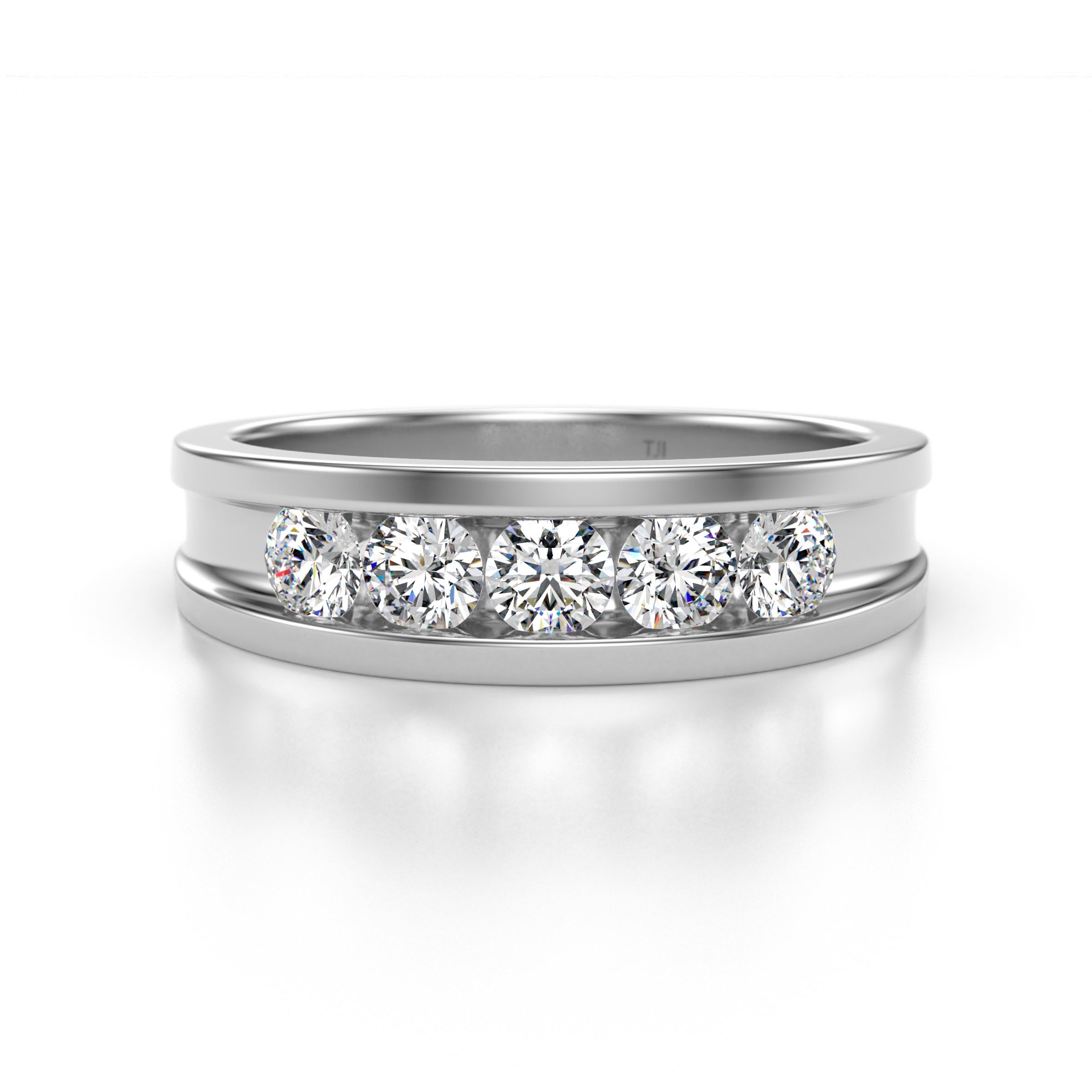 Aaron 0.55 ctw Natural Diamond 5 Stone Unisex Wedding Band (5 mm) 