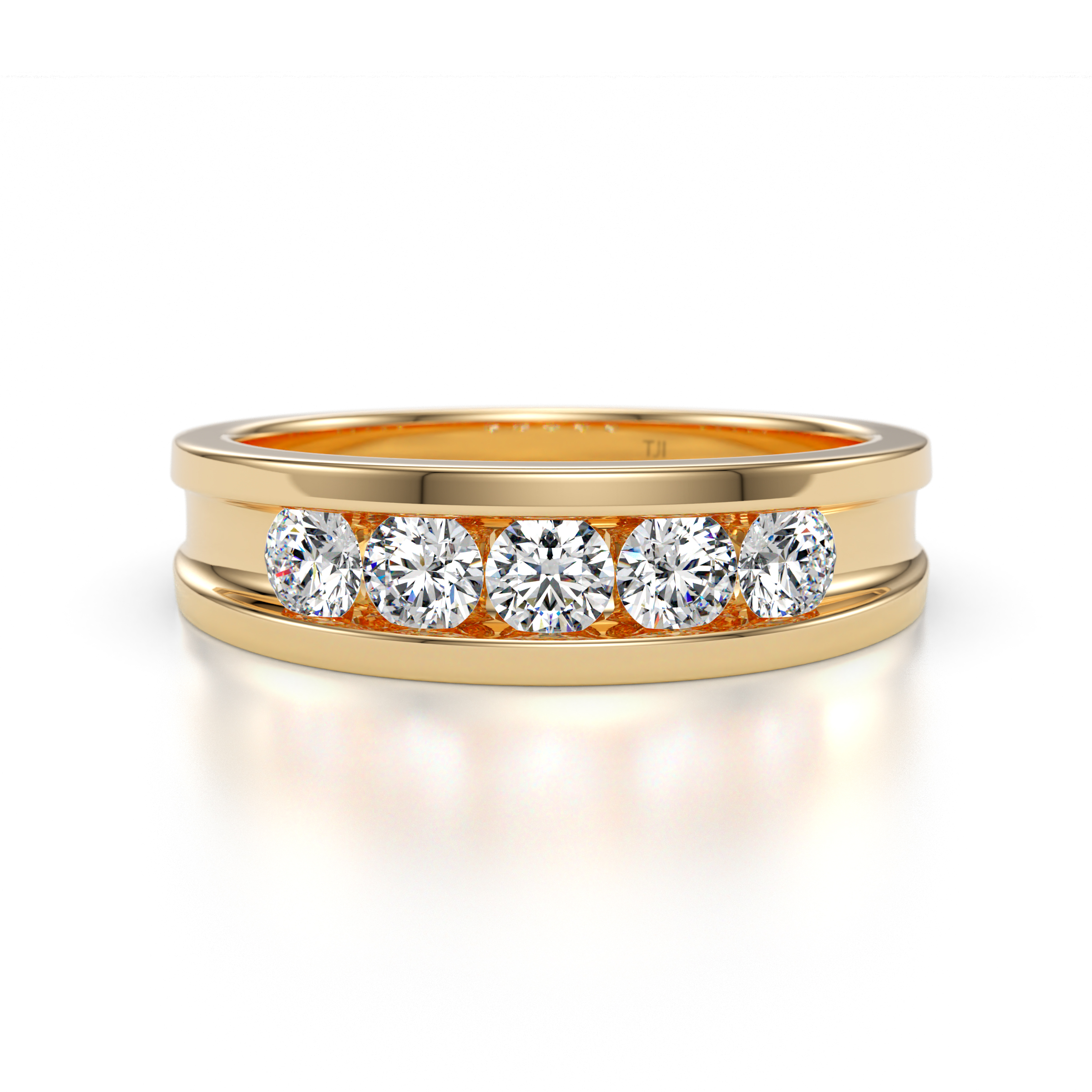 Aaron 0.55 ctw Natural Diamond 5 Stone Unisex Wedding Band (5 mm) 