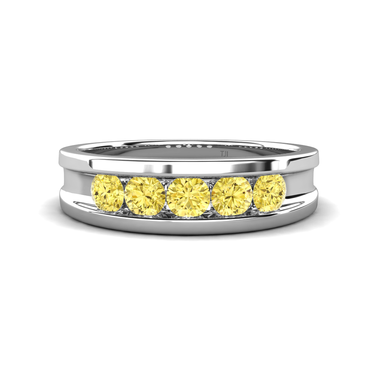 Aaron 0.50 ctw Yellow Sapphire 5 Stone Unisex Wedding Band (5 mm) 