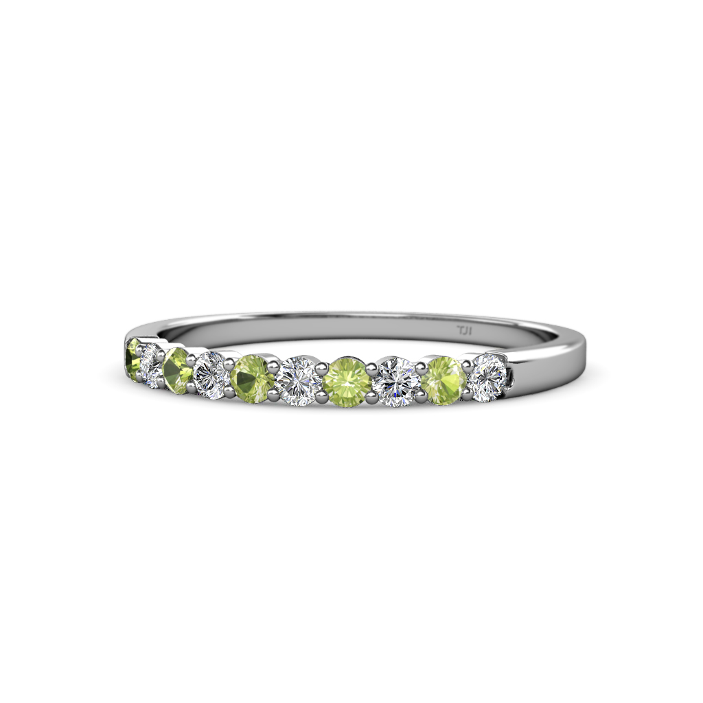 Clara 2.40 mm Peridot and Lab Grown Diamond 10 Stone Wedding Band 