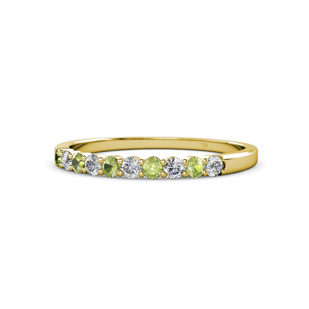 Clara 2.40 mm Peridot and Lab Grown Diamond 10 Stone Wedding Band 