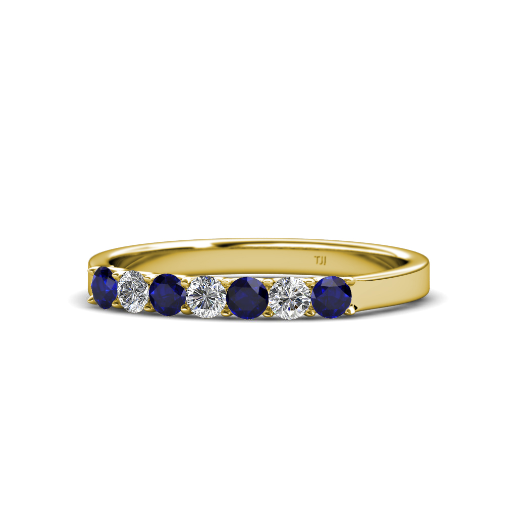Fiala 2.70 mm Blue Sapphire and Diamond Wedding Band 