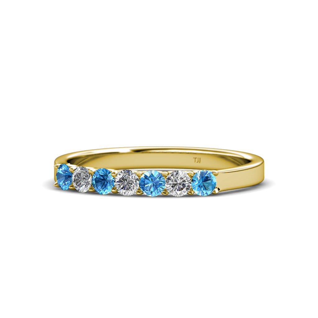 Fiala 2.70 mm Blue Topaz and Diamond Wedding Band 