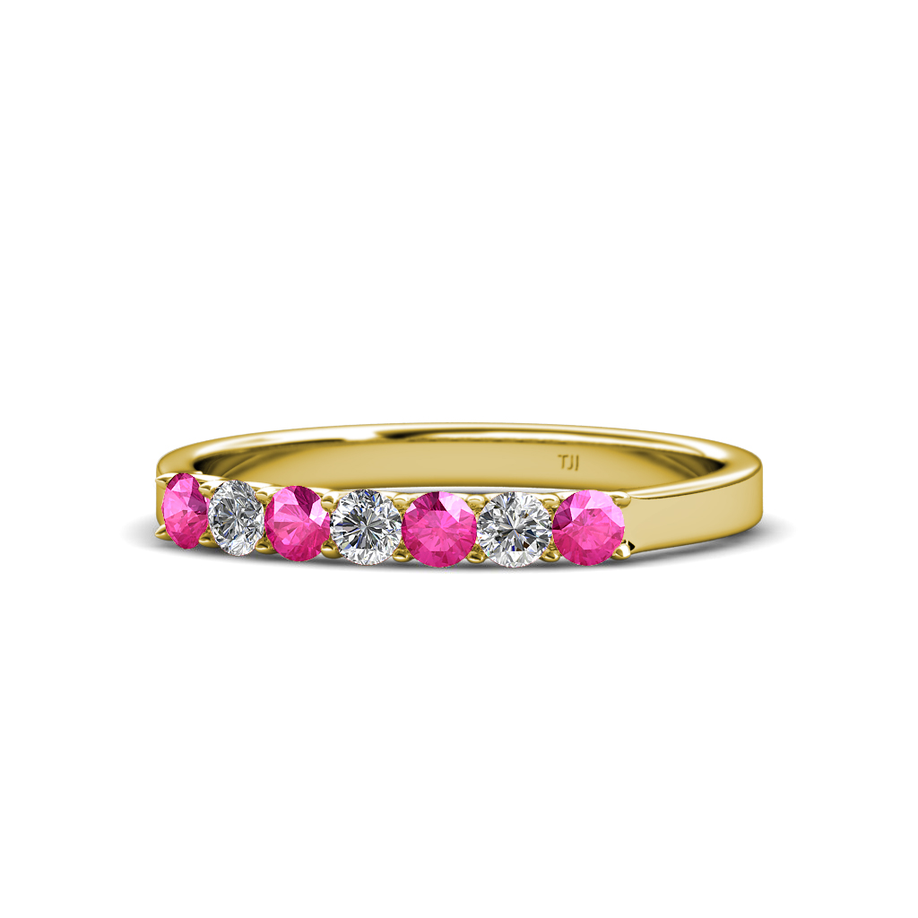 Fiala 2.70 mm Pink Sapphire and Diamond Wedding Band 