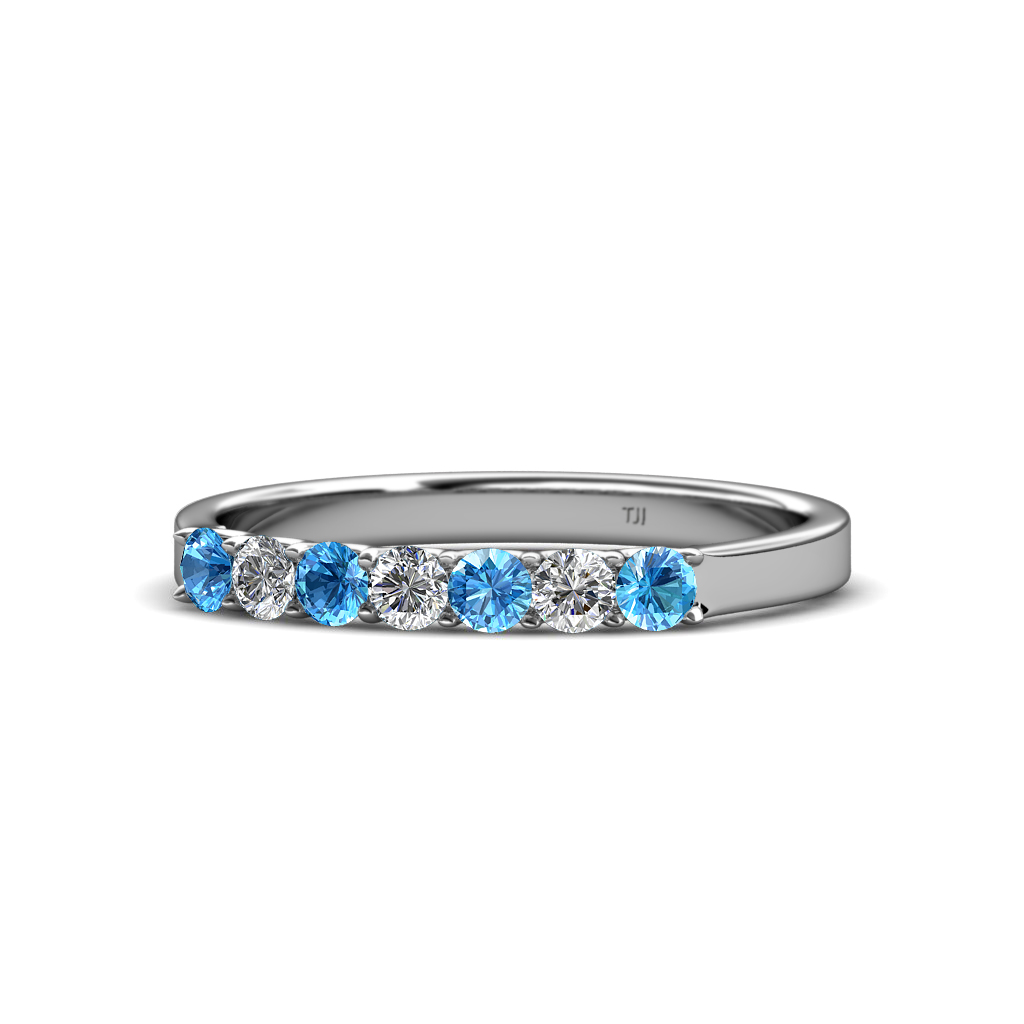 Fiala 2.70 mm Blue Topaz and Diamond Wedding Band 