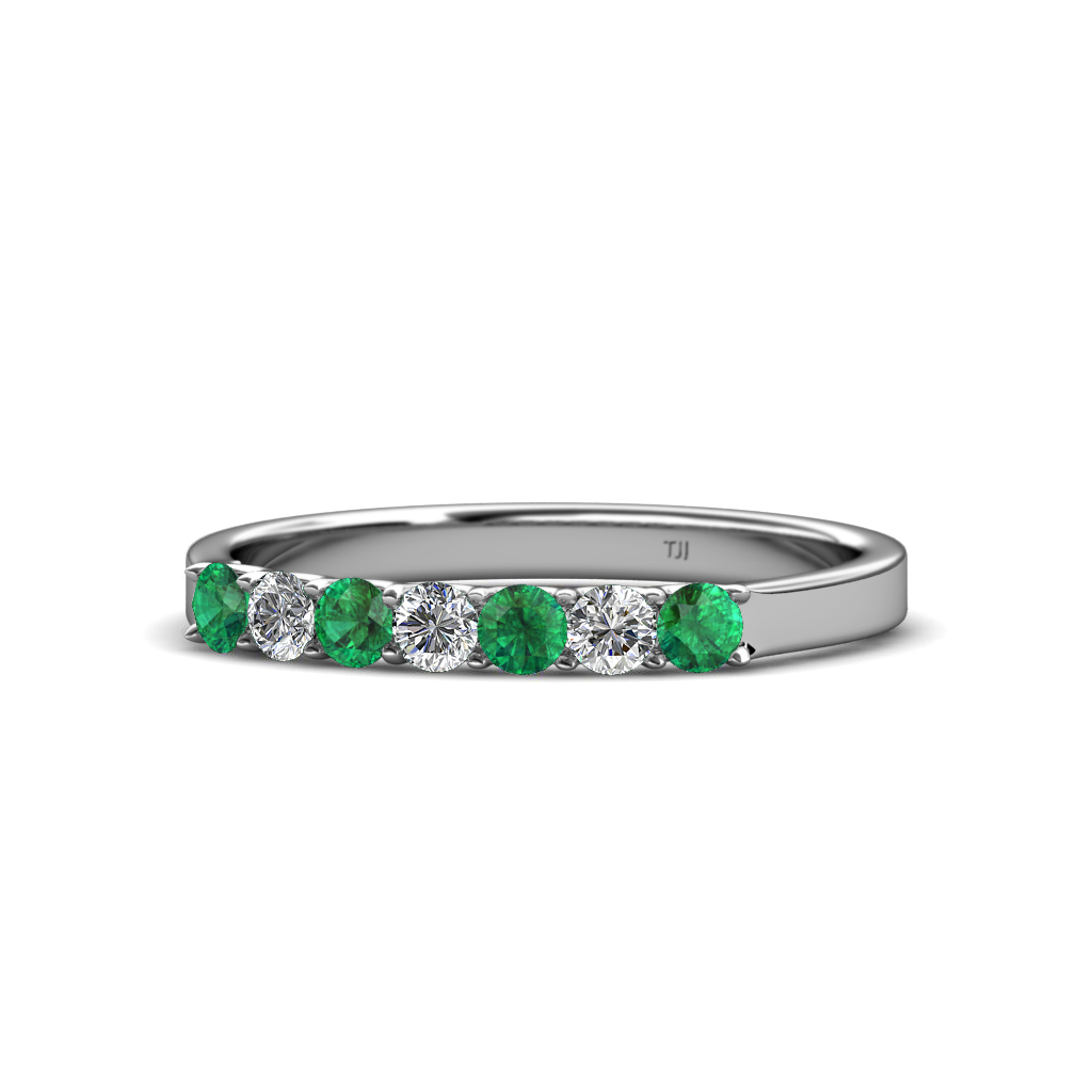 Fiala 2.70 mm Emerald and Diamond Wedding Band 