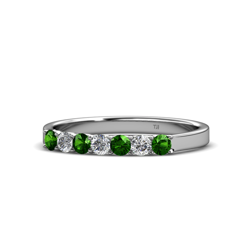 Fiala 2.70 mm Green Garnet and Diamond Wedding Band 