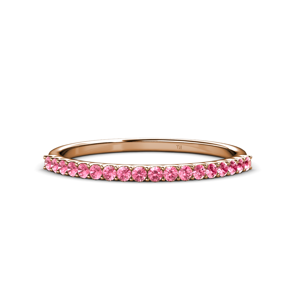 Iskra 0.23 ctw Pink Tourmaline Round (1.50 mm) 18 Stone Wedding Band 