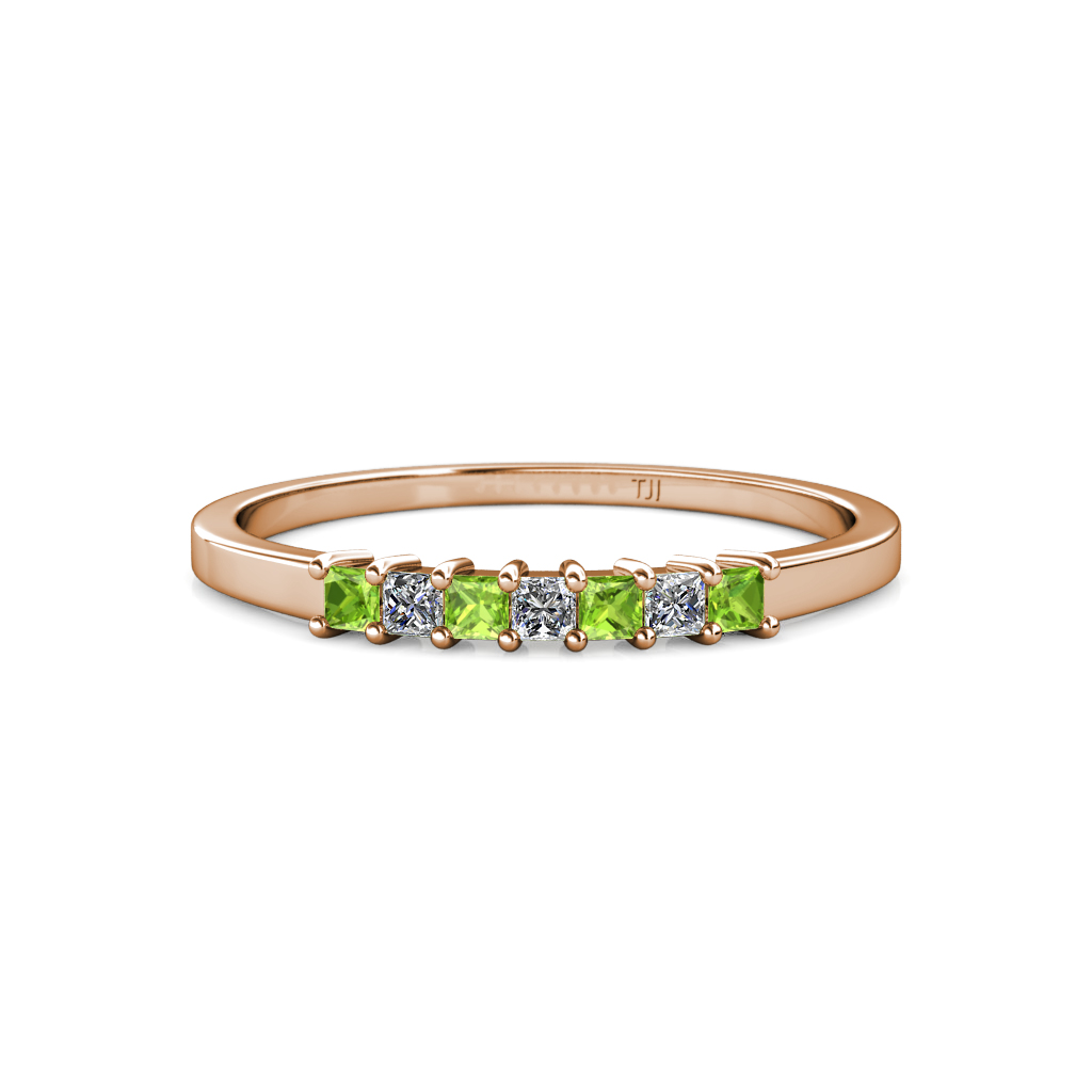 Evia 0.40 ctw Peridot and Natural Diamond Wedding Band 