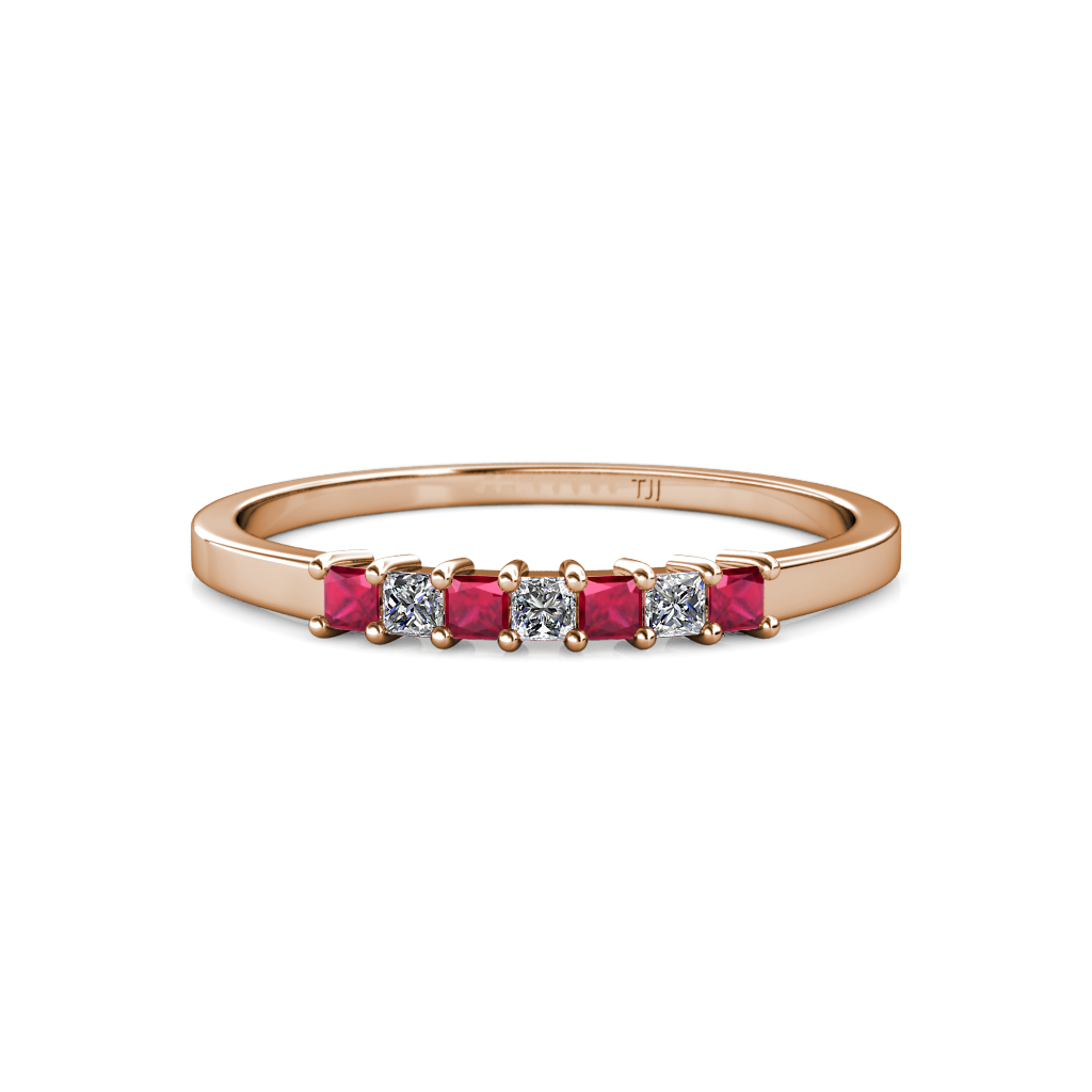 Evia 0.40 ctw Ruby and Natural Diamond Wedding Band 