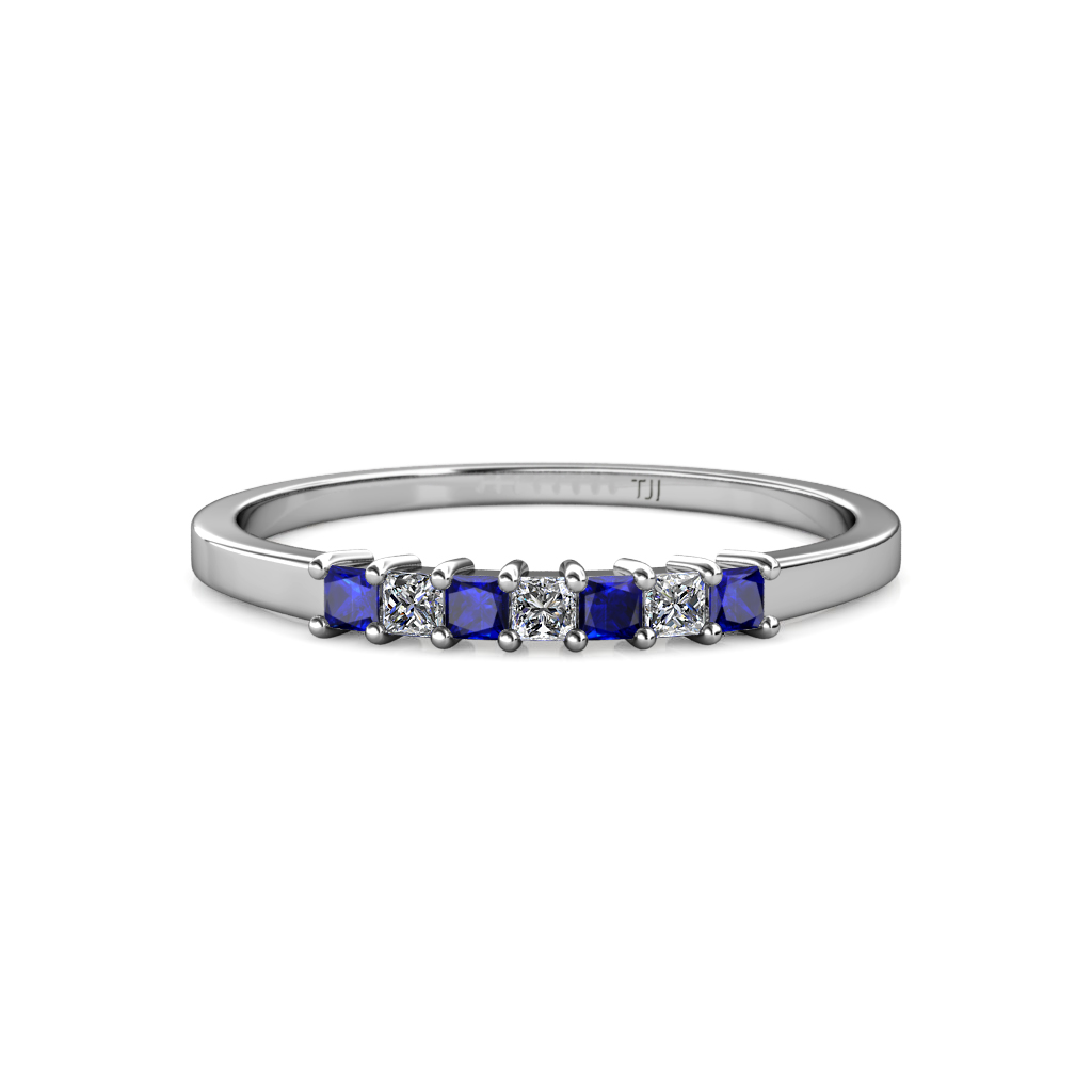 Evia 0.40 ctw Blue Sapphire and Natural Diamond Wedding Band 