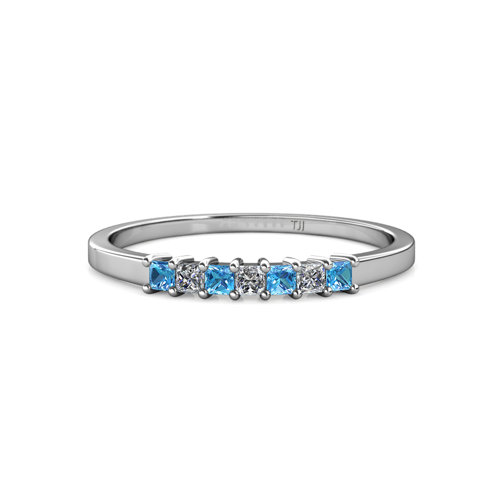 Evia 0.40 ctw Blue Topaz and Natural Diamond Wedding Band 