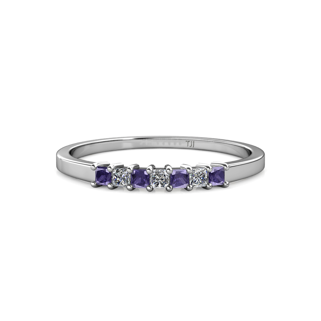 Evia 0.38 ctw Iolite and Natural Diamond Wedding Band 