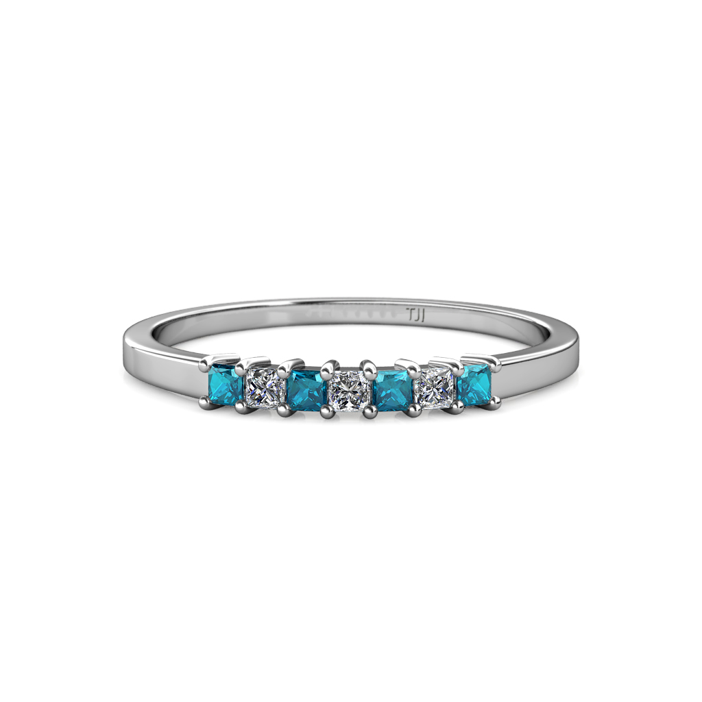 Evia 0.38 ctw London Blue Topaz and Natural Diamond Wedding Band 