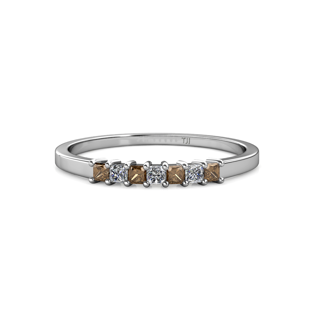 Evia 0.38 ctw Smoky Quartz and Natural Diamond Wedding Band 
