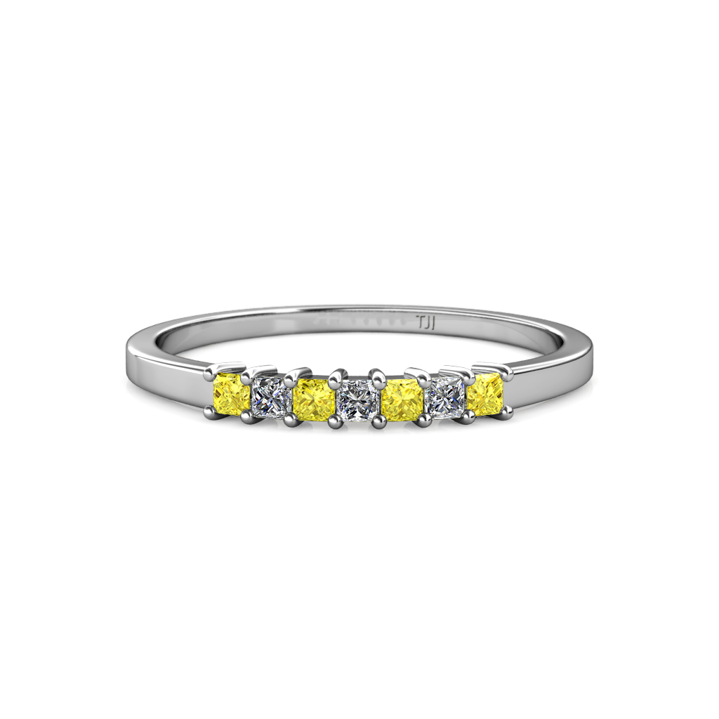 Evia 0.40 ctw Yellow Sapphire and Natural Diamond Wedding Band 