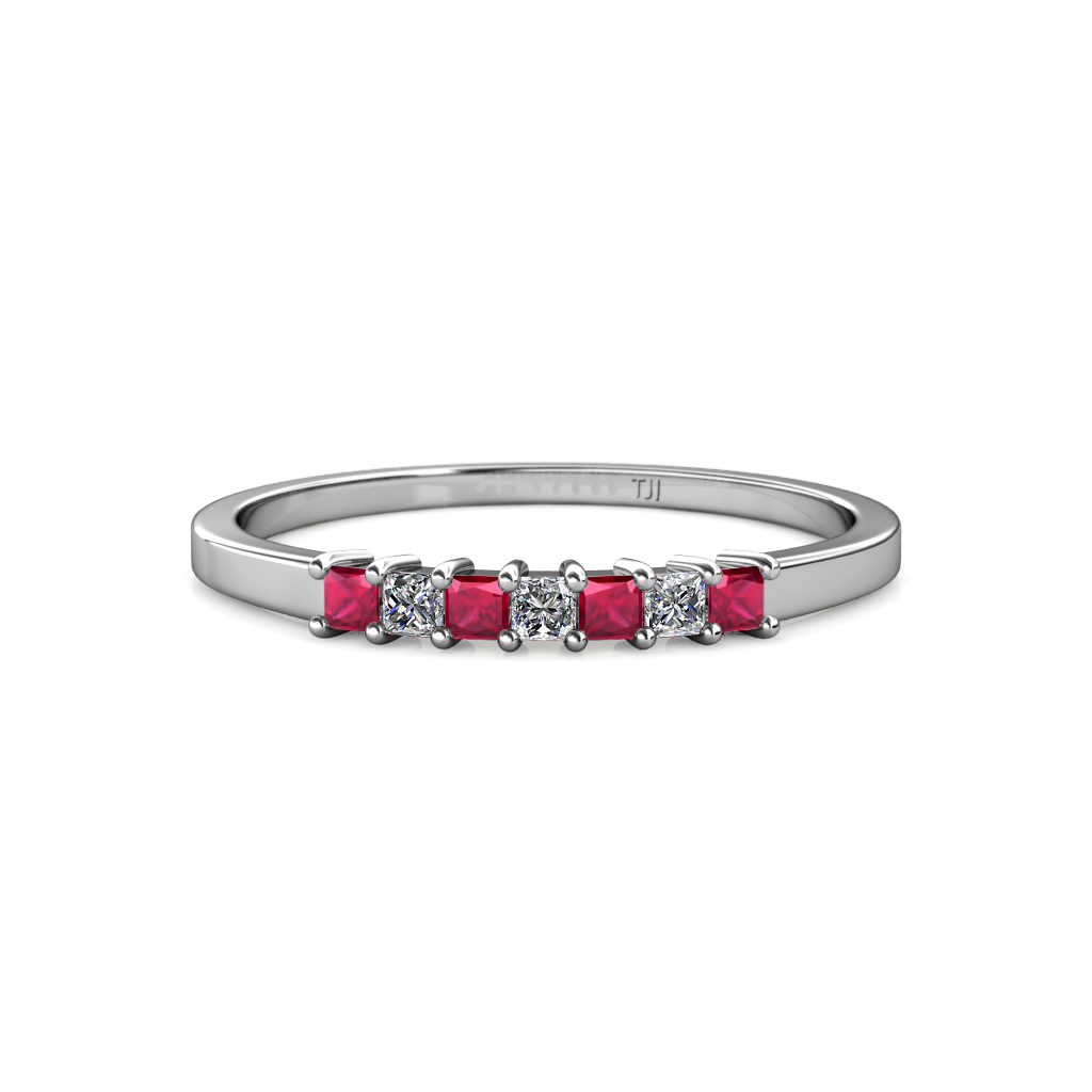 Evia 0.40 ctw Ruby and Natural Diamond Wedding Band 