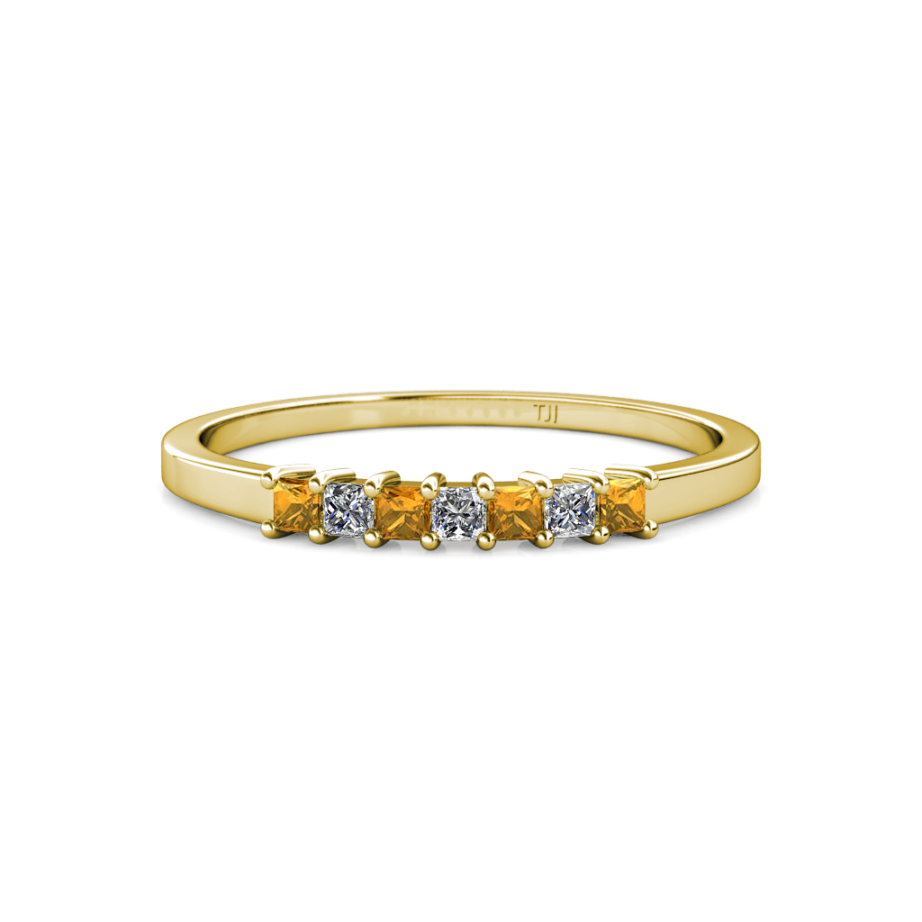 Evia 0.40 ctw Citrine and Natural Diamond Wedding Band 