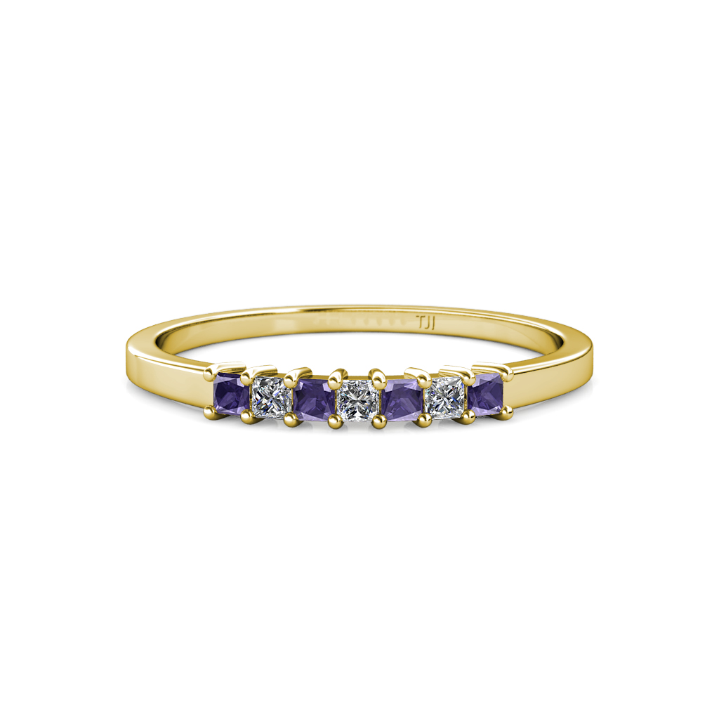 Evia 0.38 ctw Iolite and Natural Diamond Wedding Band 