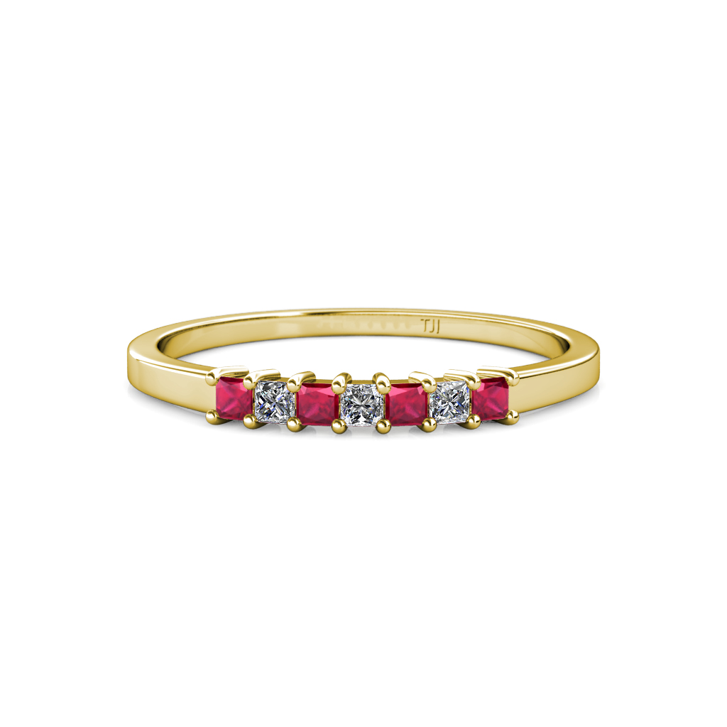 Evia 0.40 ctw Ruby and Natural Diamond Wedding Band 