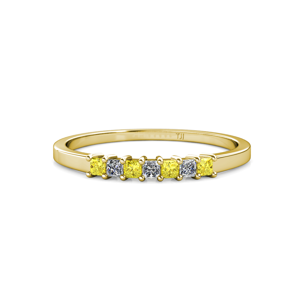 Evia 0.40 ctw Yellow Sapphire and Natural Diamond Wedding Band 
