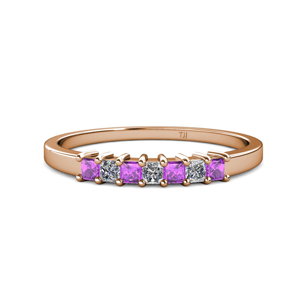 Evia 0.66 ctw Amethyst and Natural Diamond Wedding Band 