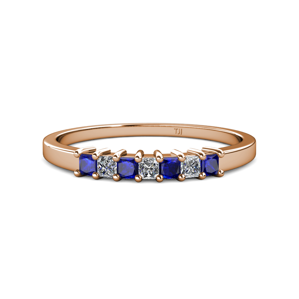 Evia 0.66 ctw Blue Sapphire and Natural Diamond Wedding Band 