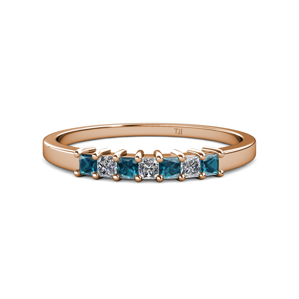 Evia 0.66 ctw London Blue Topaz and Natural Diamond Wedding Band 