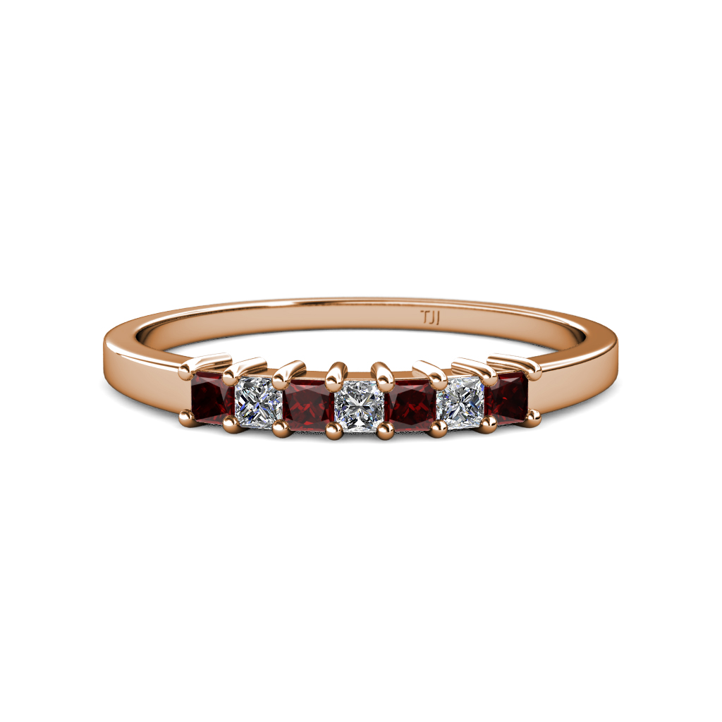 Evia 0.70 ctw Red Garnet and Natural Diamond Wedding Band 