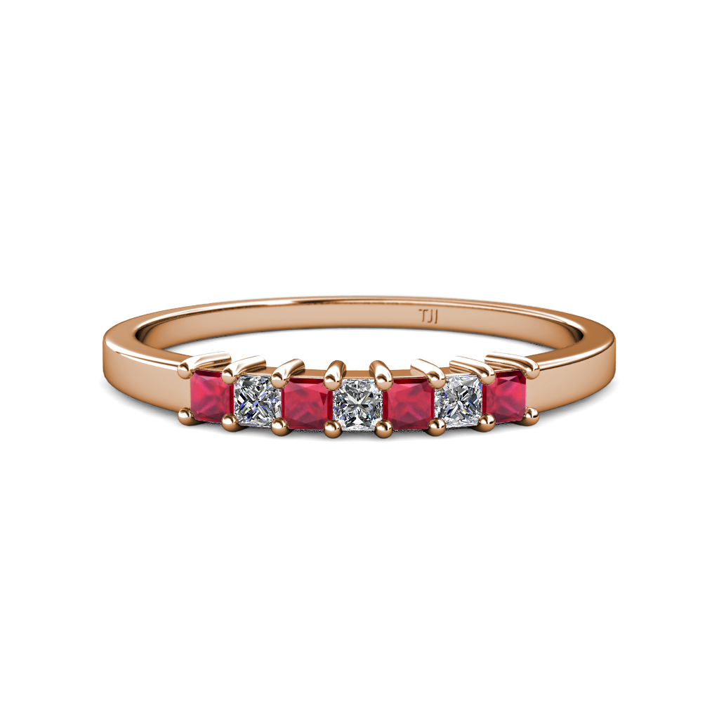 Evia 0.66 ctw Ruby and Natural Diamond Wedding Band 