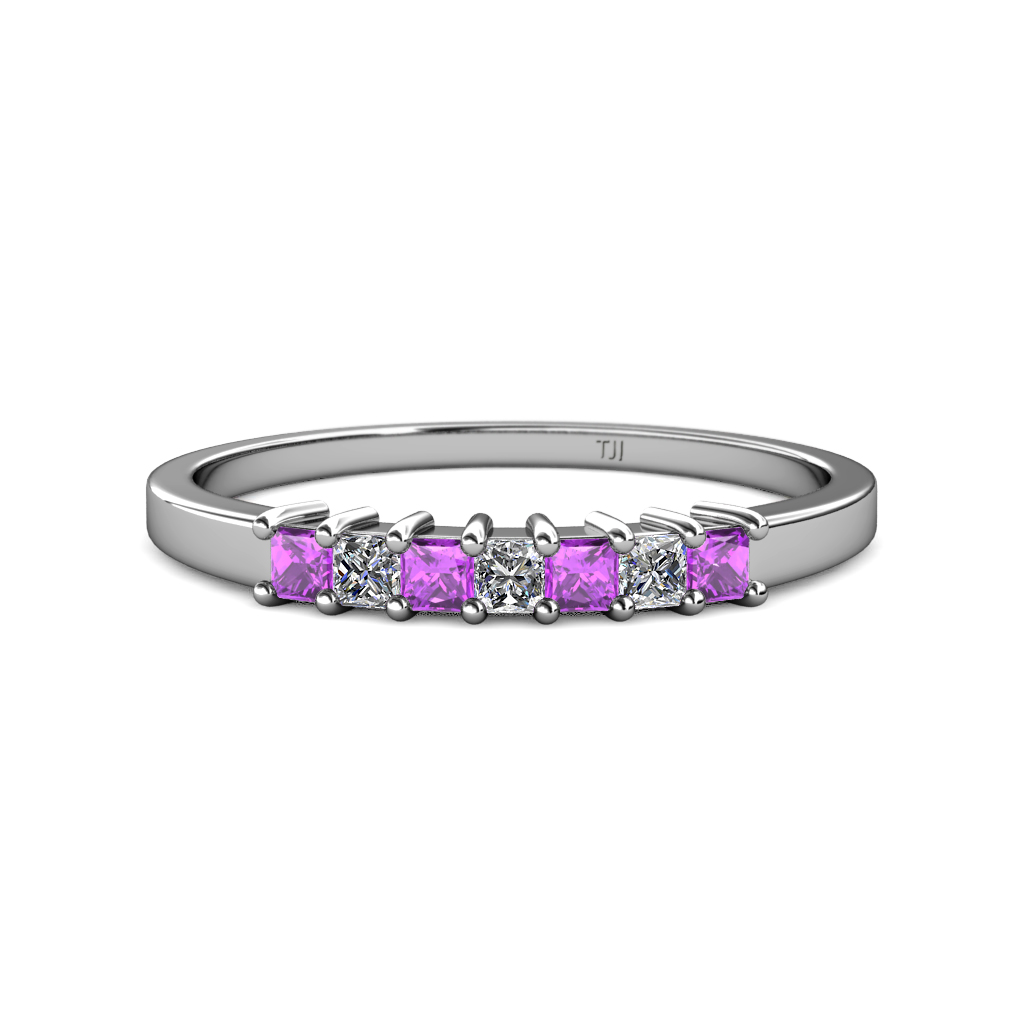 Evia 0.66 ctw Amethyst and Natural Diamond Wedding Band 