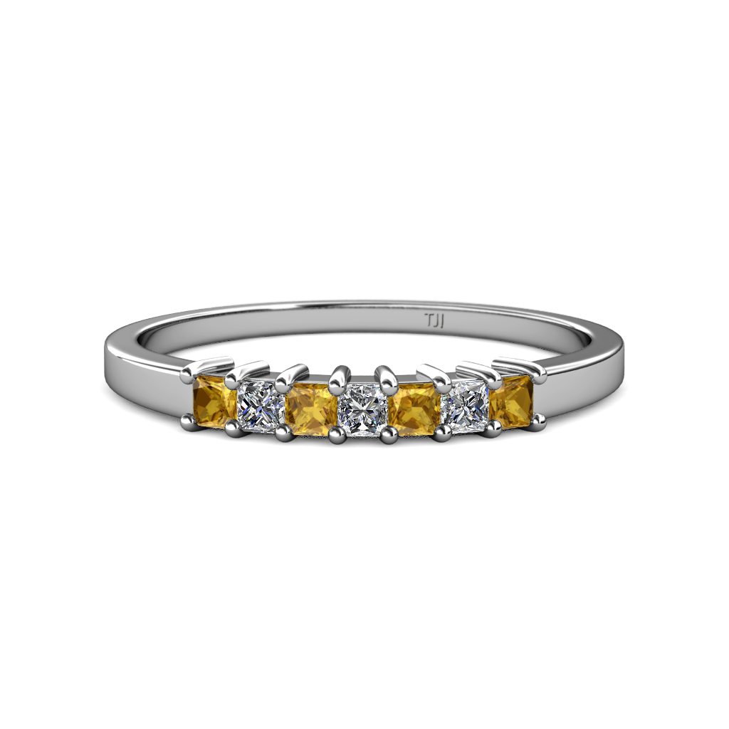 Evia 0.66 ctw Citrine and Natural Diamond Wedding Band 