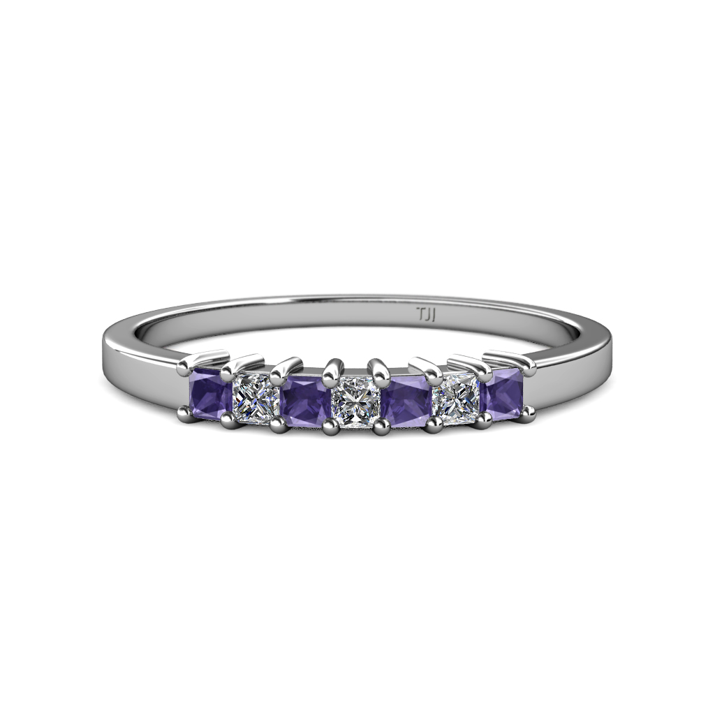 Evia 0.66 ctw Iolite and Natural Diamond Wedding Band 