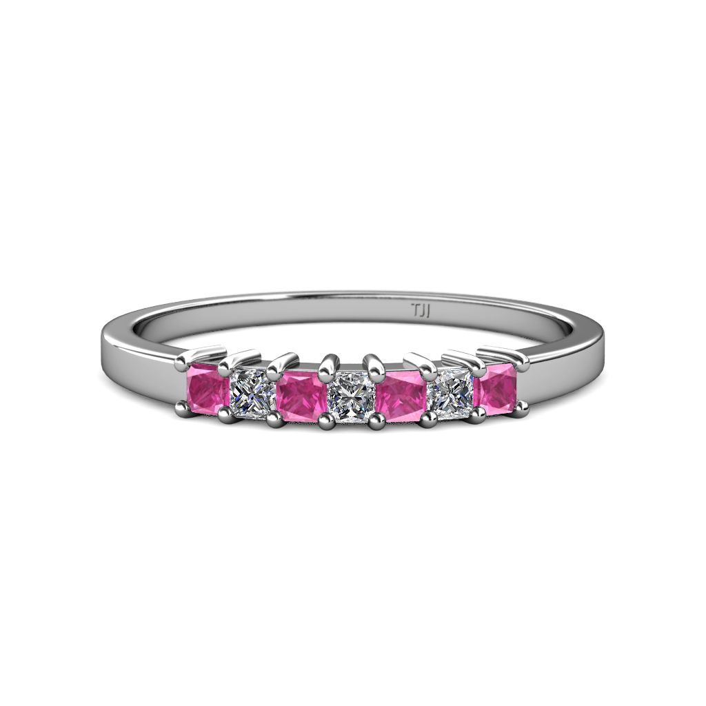Evia 0.66 ctw Pink Sapphire and Natural Diamond Wedding Band 