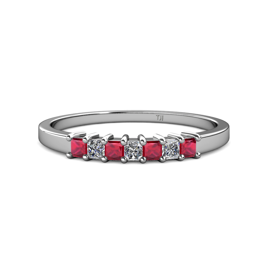 Evia 0.66 ctw Ruby and Natural Diamond Wedding Band 