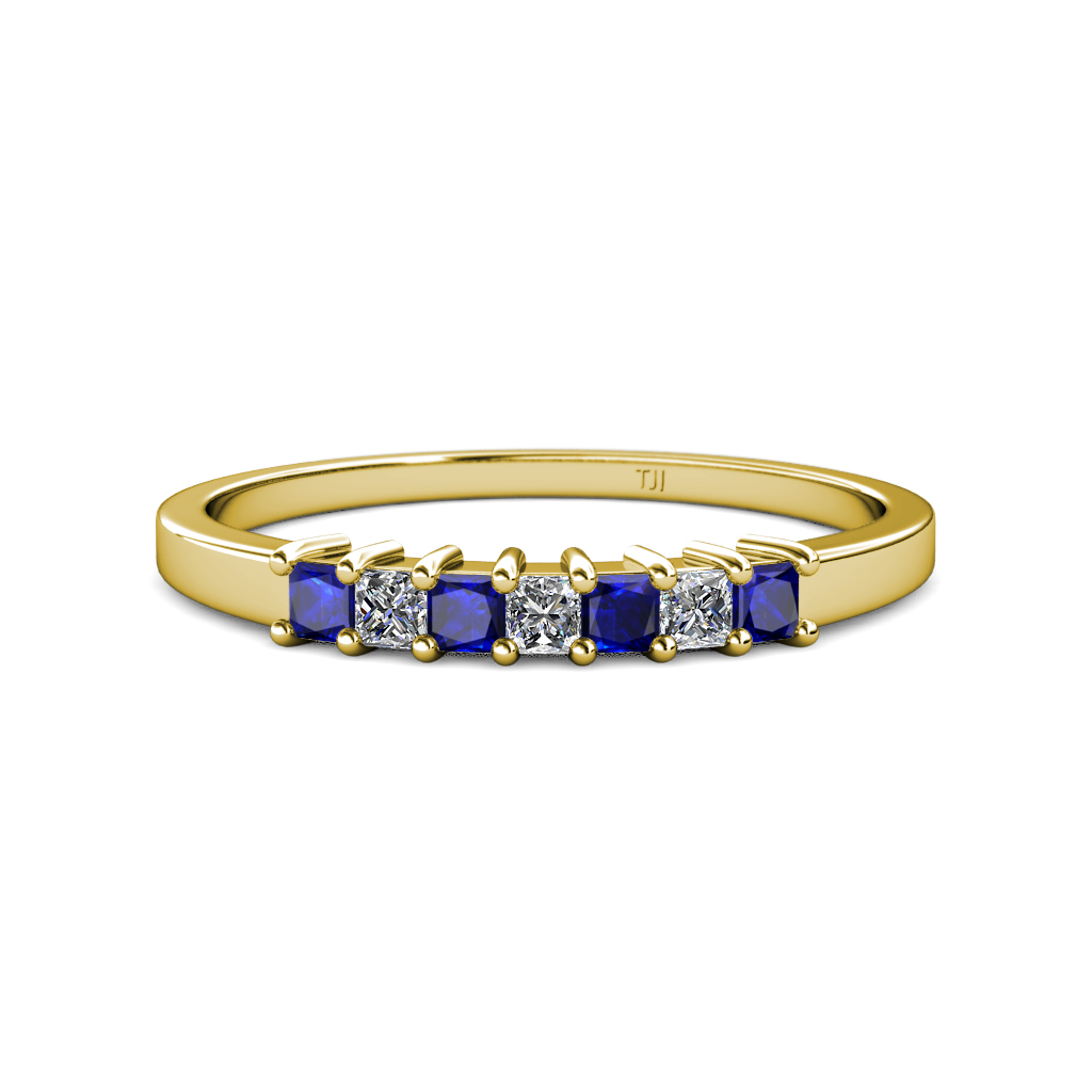 Evia 0.66 ctw Blue Sapphire and Natural Diamond Wedding Band 
