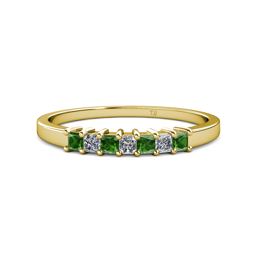 Evia 0.70 ctw Green Garnet and Natural Diamond Wedding Band 
