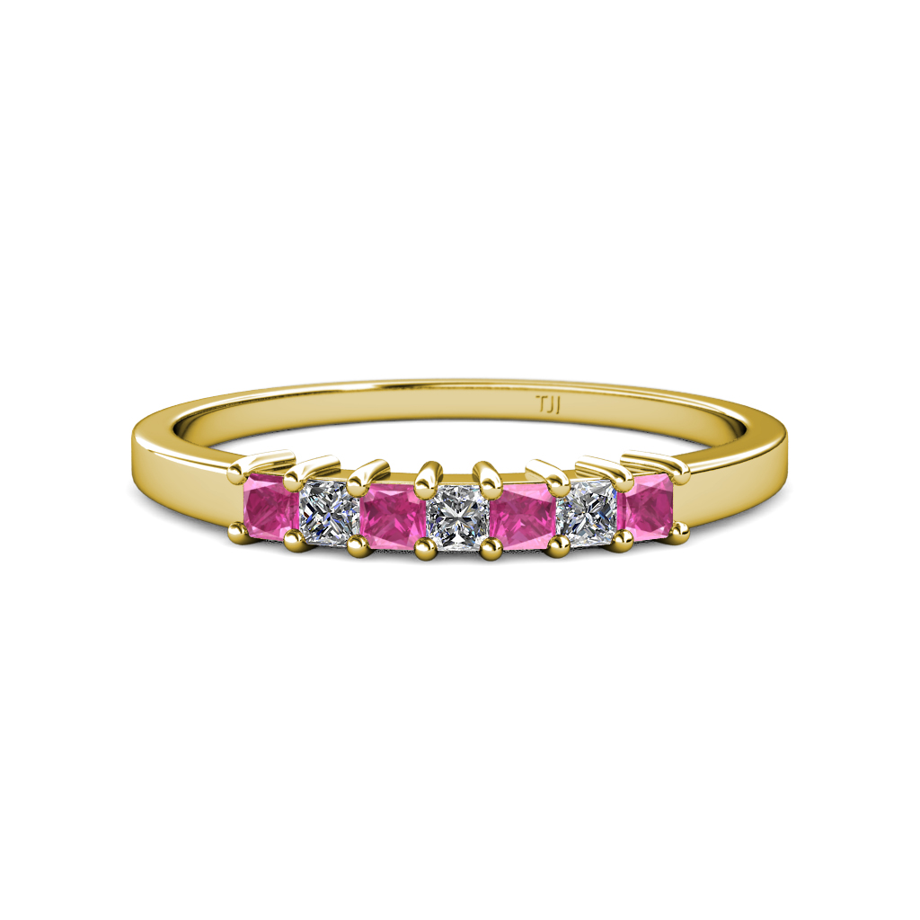 Evia 0.66 ctw Pink Sapphire and Natural Diamond Wedding Band 