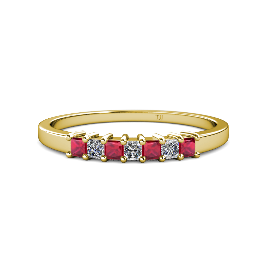 Evia 0.66 ctw Ruby and Natural Diamond Wedding Band 