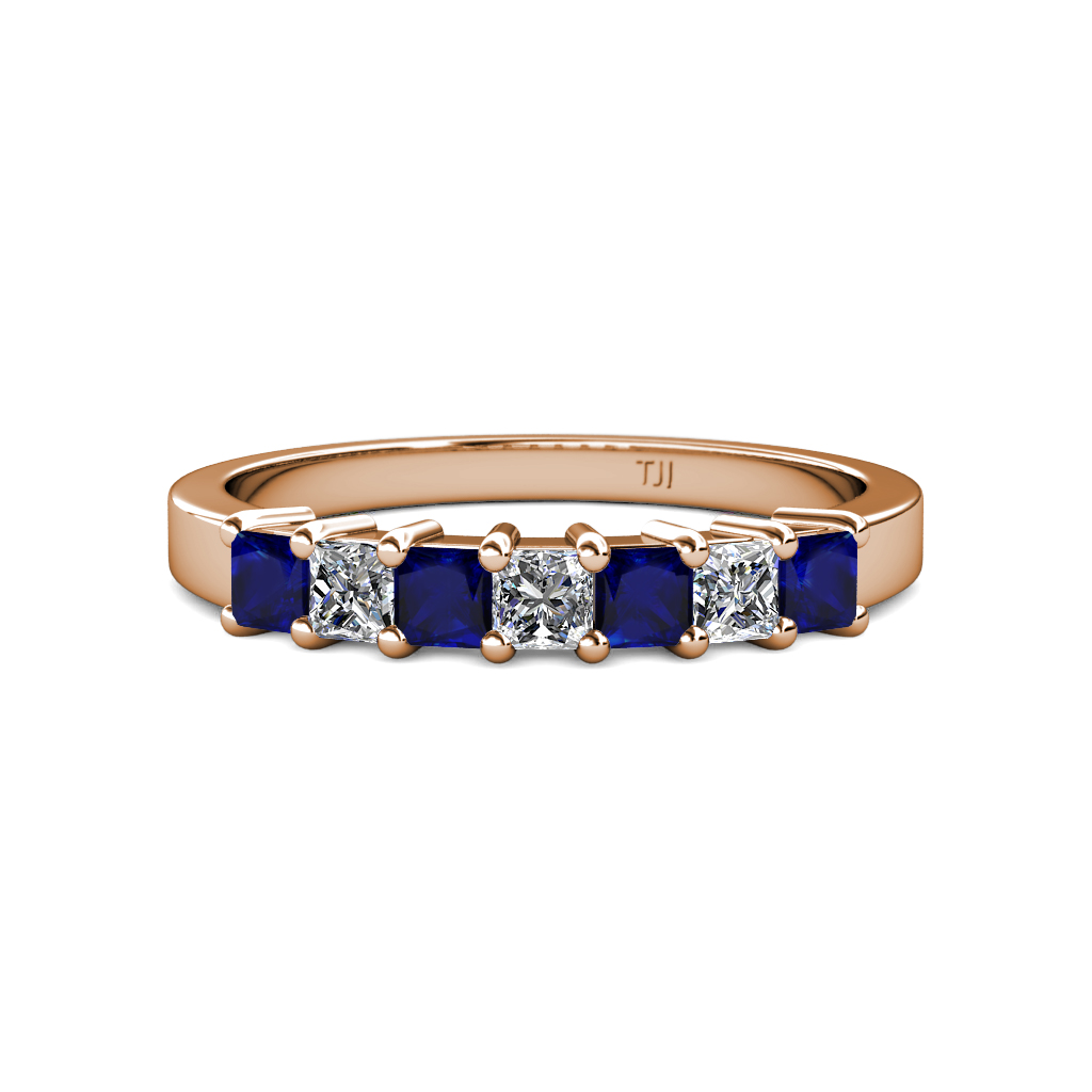 Evia 0.92 ctw Blue Sapphire and Natural Diamond Wedding Band 
