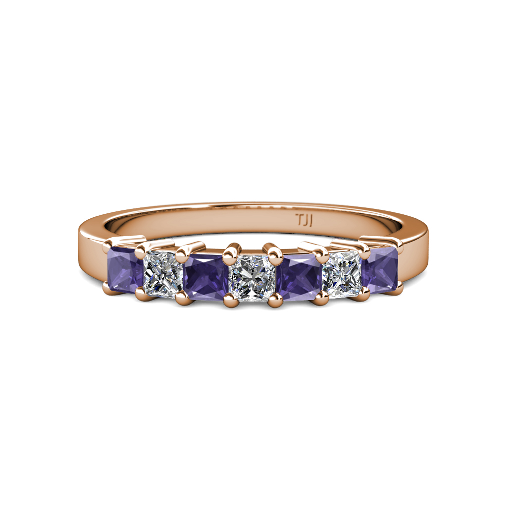 Evia 1.00 ctw Iolite and Natural Diamond Wedding Band 